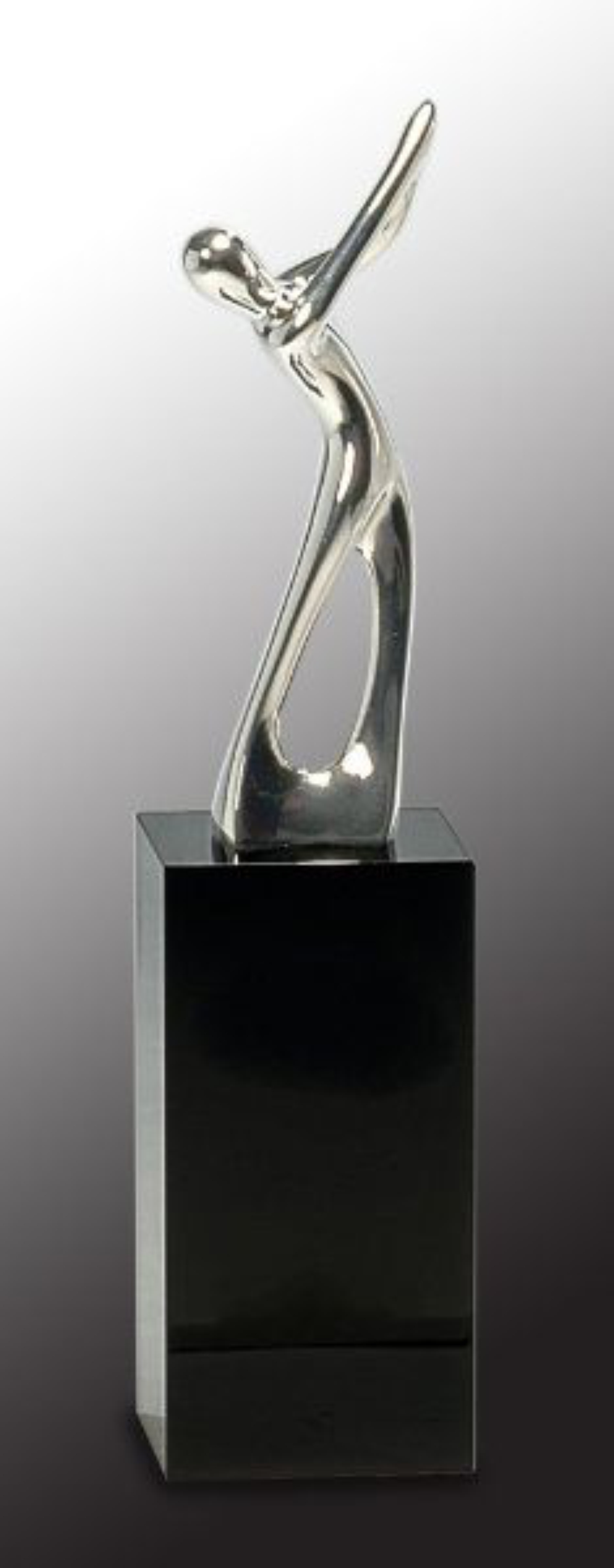 8 1/2" Silver Metal Golf Figure Award on Black Crystal Pedestal 3