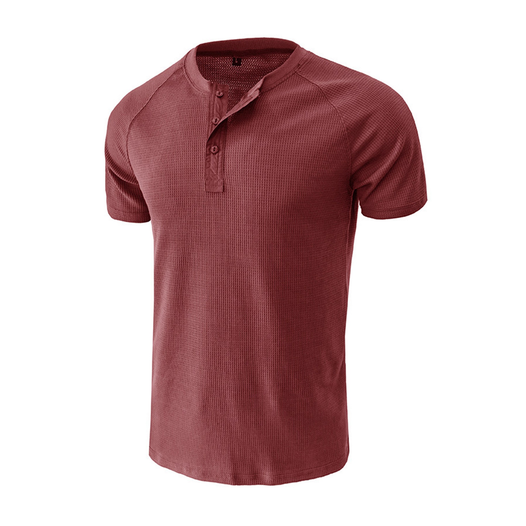Mens Waffle Henley T Shirt 8