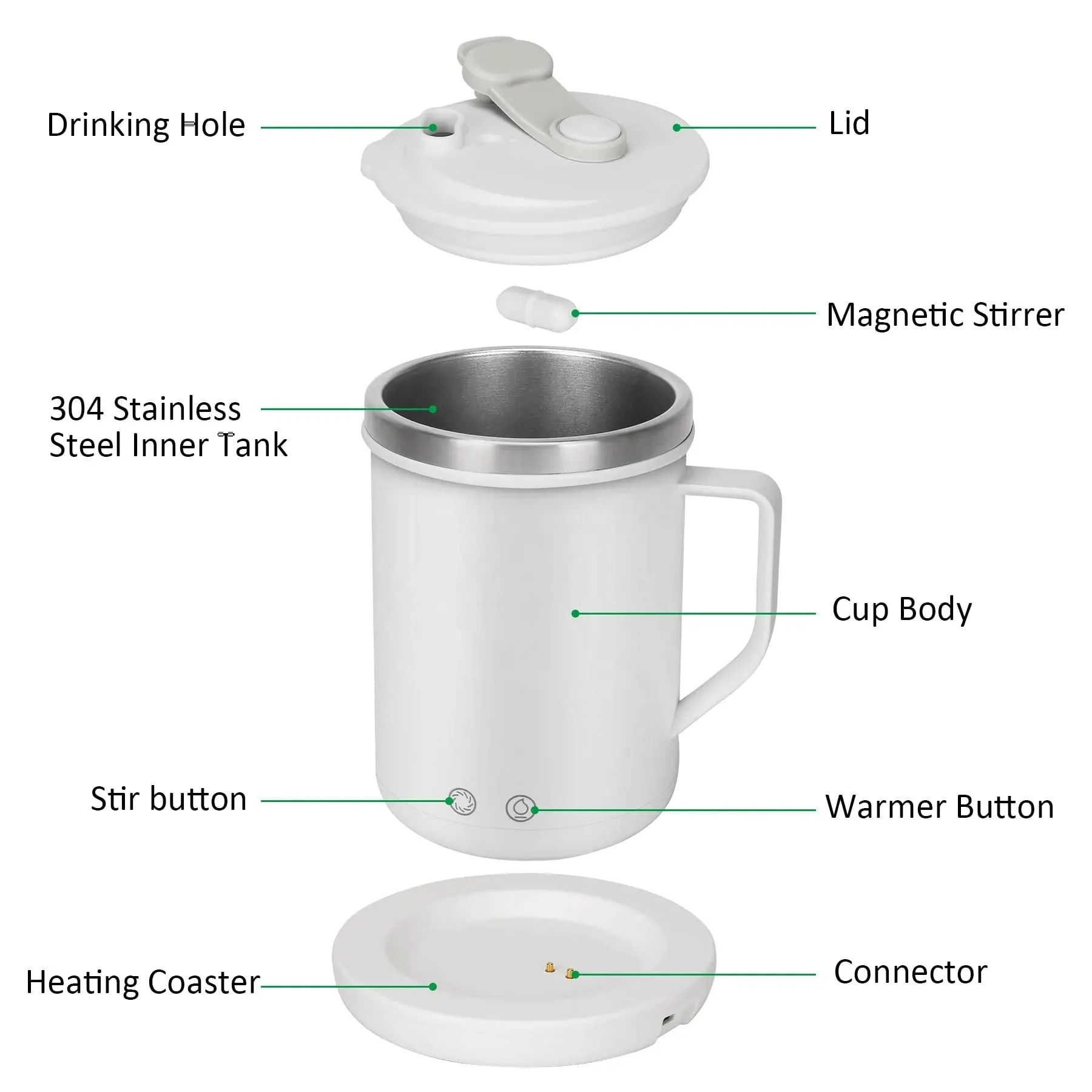 14 oz Smart Stainless Steel Mug With Lid Self-Heating 2
