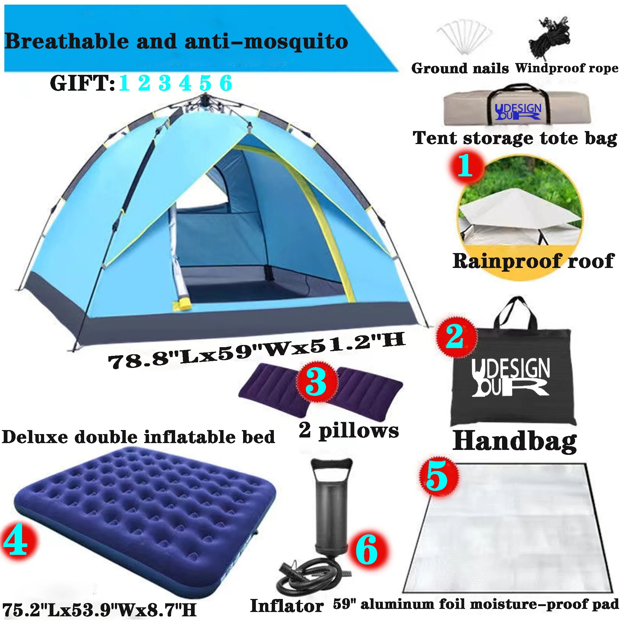 Outdoor Camping Tent 6-Piece Set 2