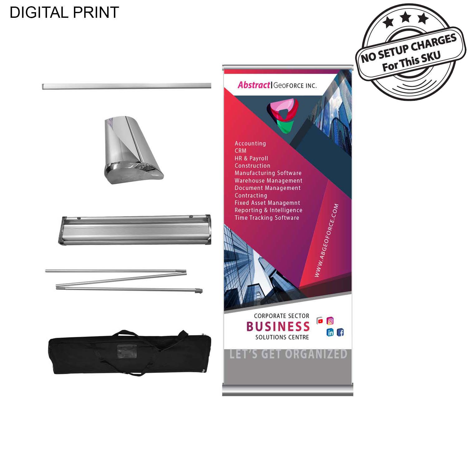 Deluxe Wide Base Retractable Pull Up Banner with Graphics, Stand and Bag, 33.5x79, NO SETUP CHARGE 2