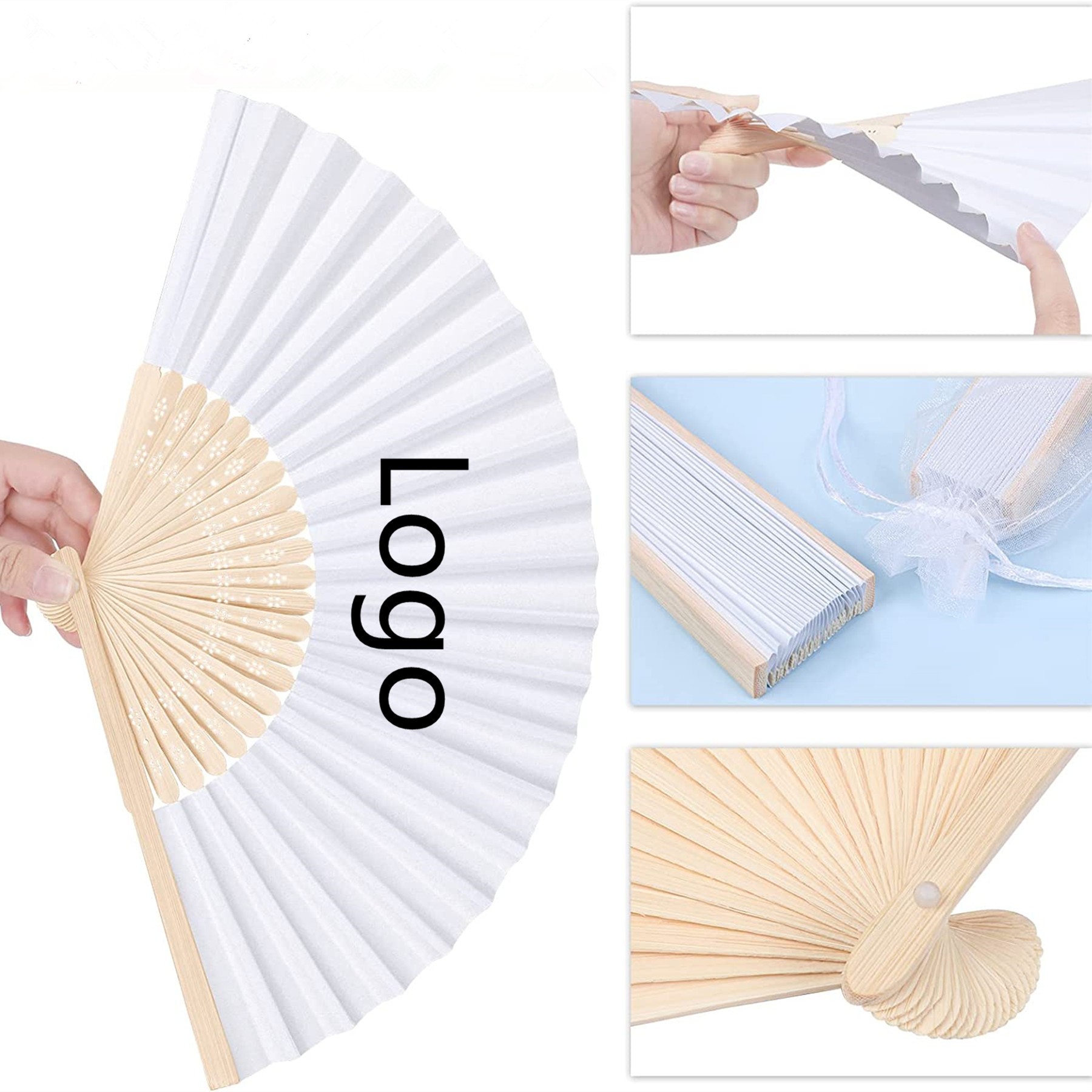 Bamboo Hand Folding Paper Fan 2