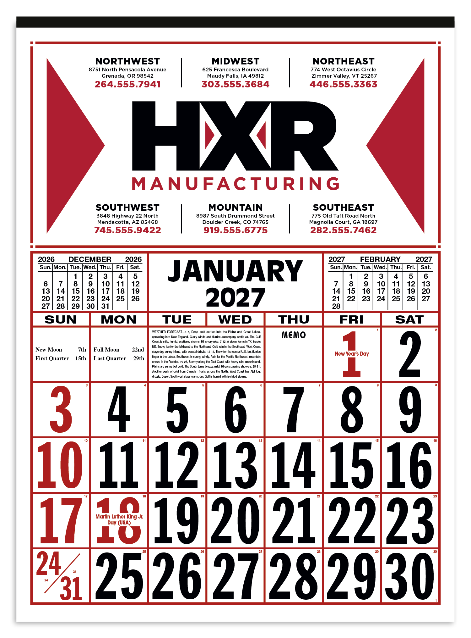 Skinner & Kennedy® Commercial 12-Sheet Calendar 2