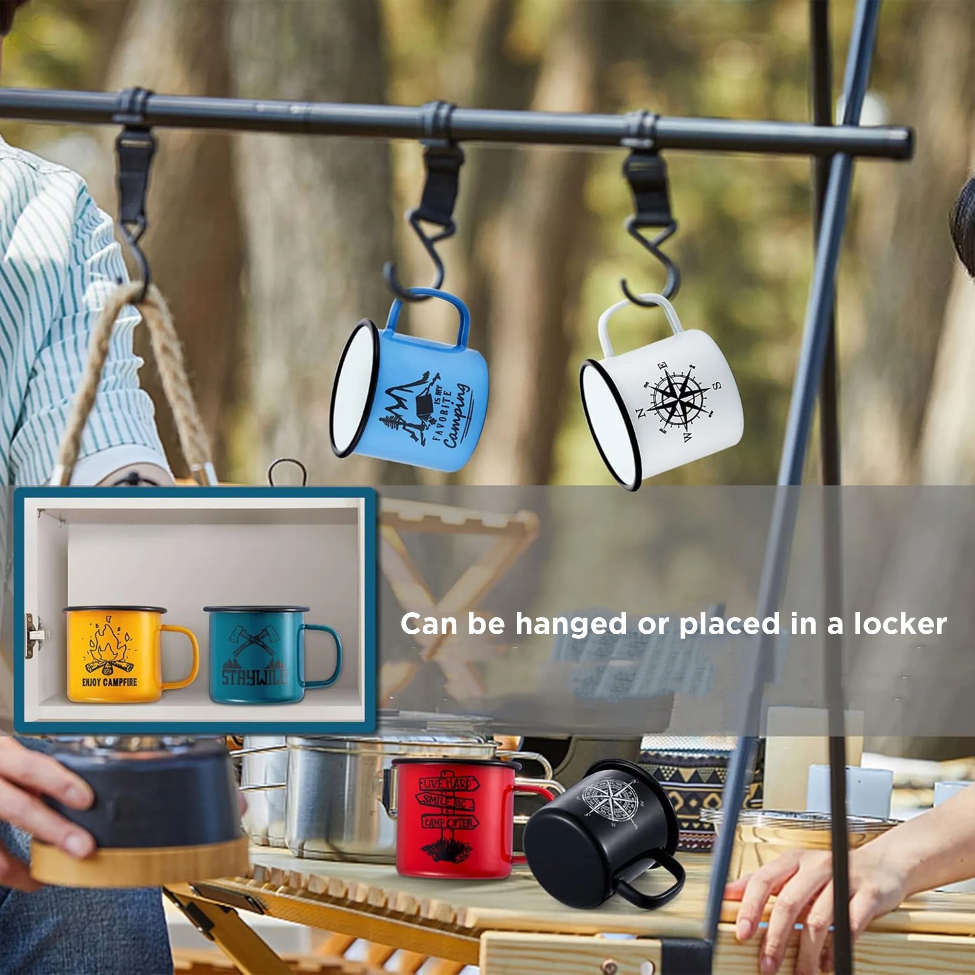 Blue and White Dot Logo Custom Metal Enamel Mug 5