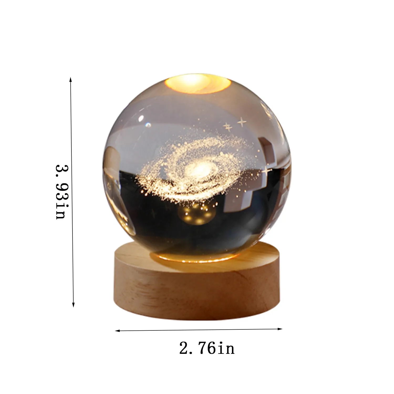Wooden Luminous Base Crystal Ball Night Light Decoration 2