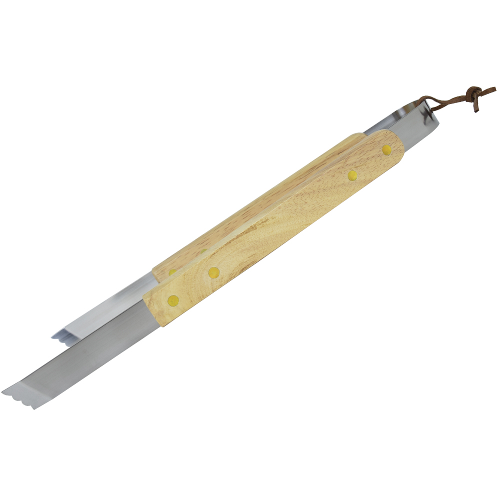 Deluxe Wood Handle BBQ Tongs 3