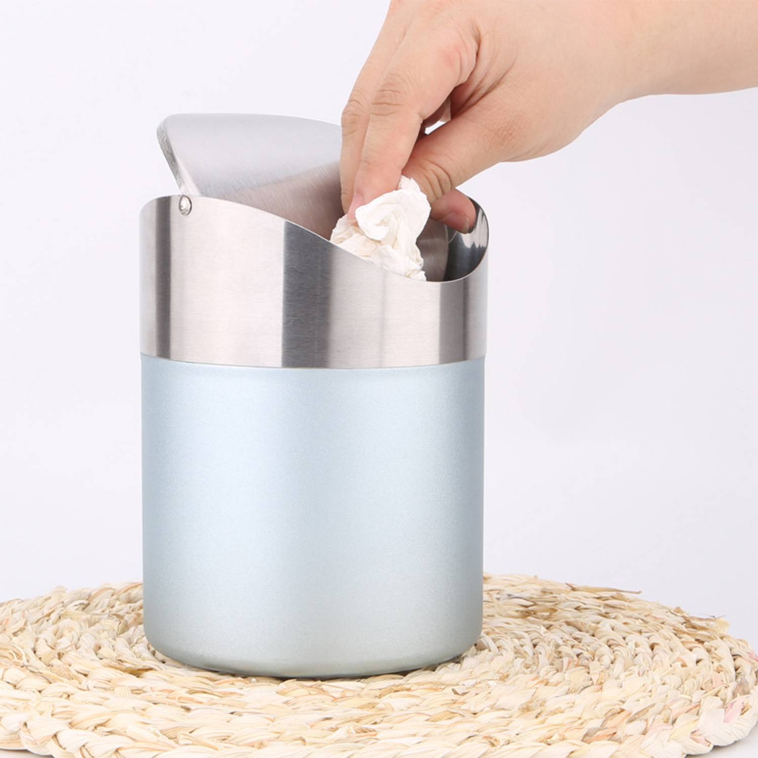 Stainless Steel Desktop Trash Can 4