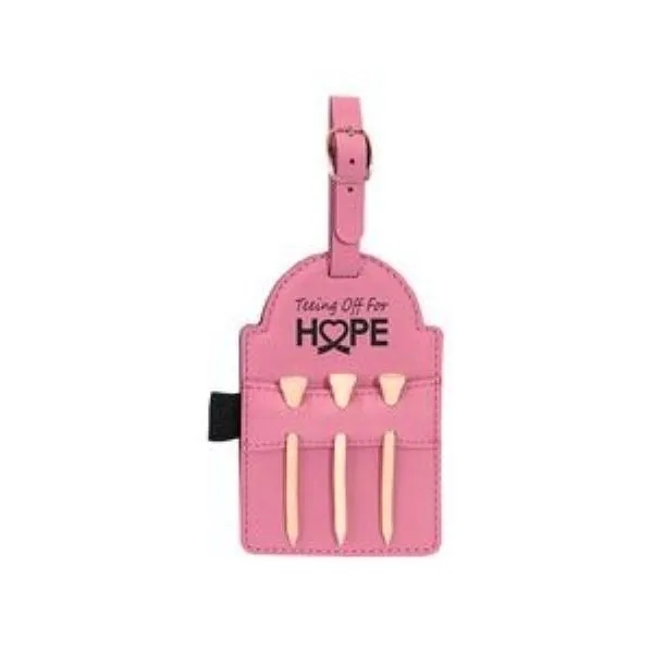 Leather Golf Bag Tag with 3 Tees Set 2