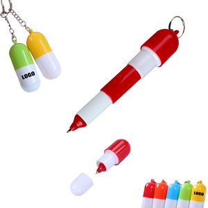 Capsule Shaped Pen With Keychain 11