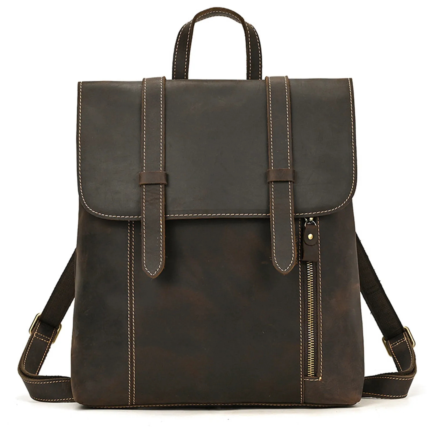 Women'S Retro Leather Backpack Outdoor Leisure Bag 9