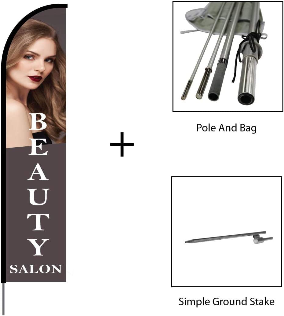 Beauty Salon Flag Kit Hardware 15' Feet Feather Flag Sign feather banners Outdoor Banner 6