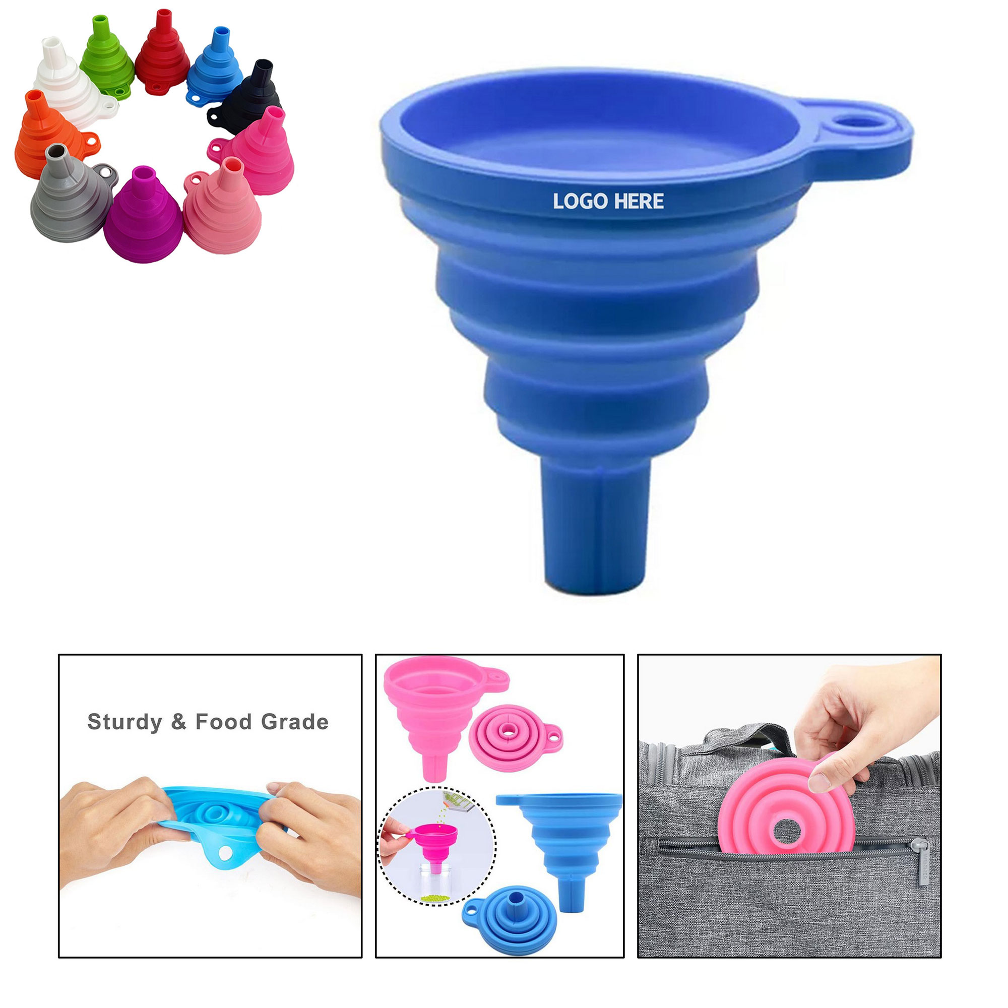 Foldable Silicone Kitchen Funnel Collapsible 2