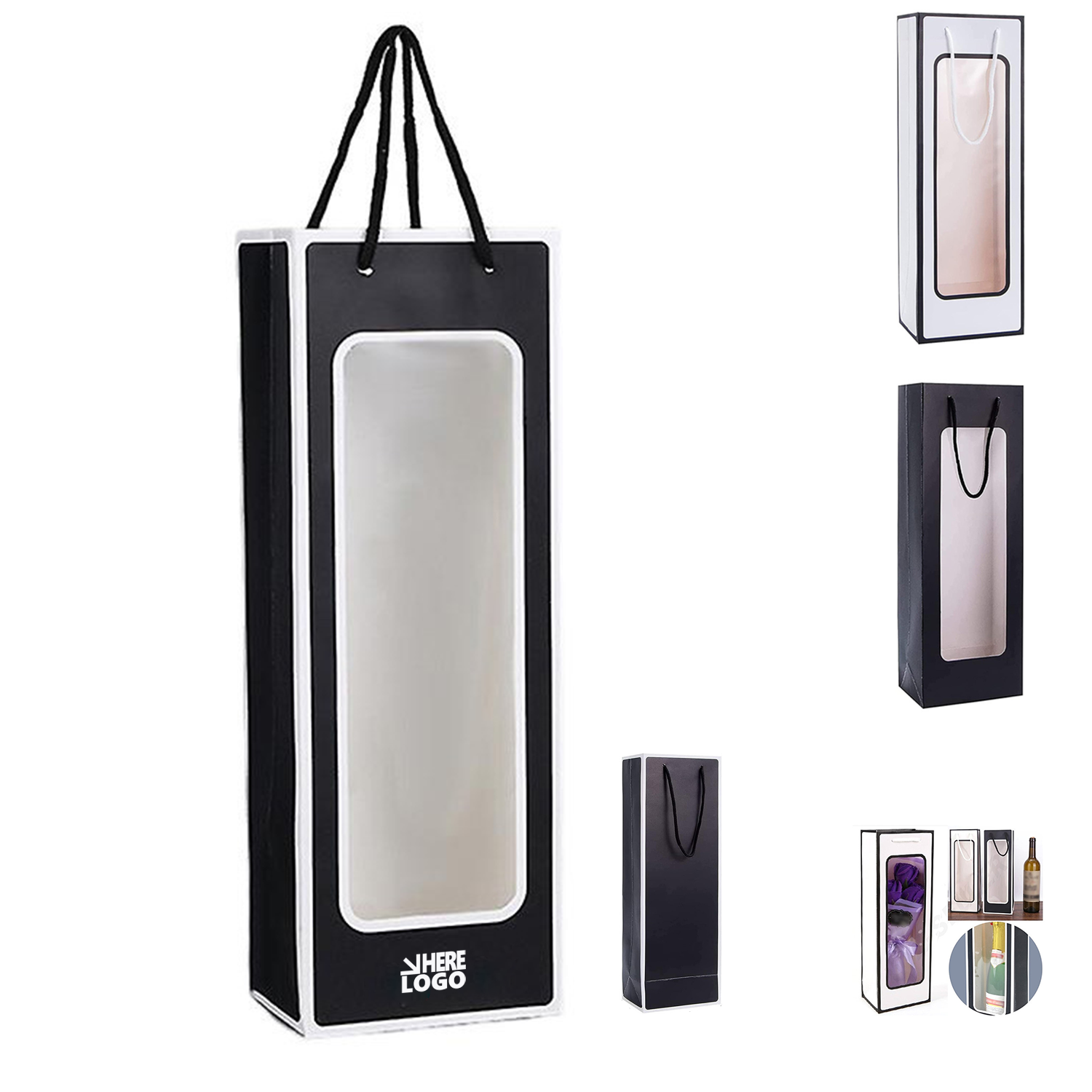Kraft Paper Wine Bags with Transparent Window 2