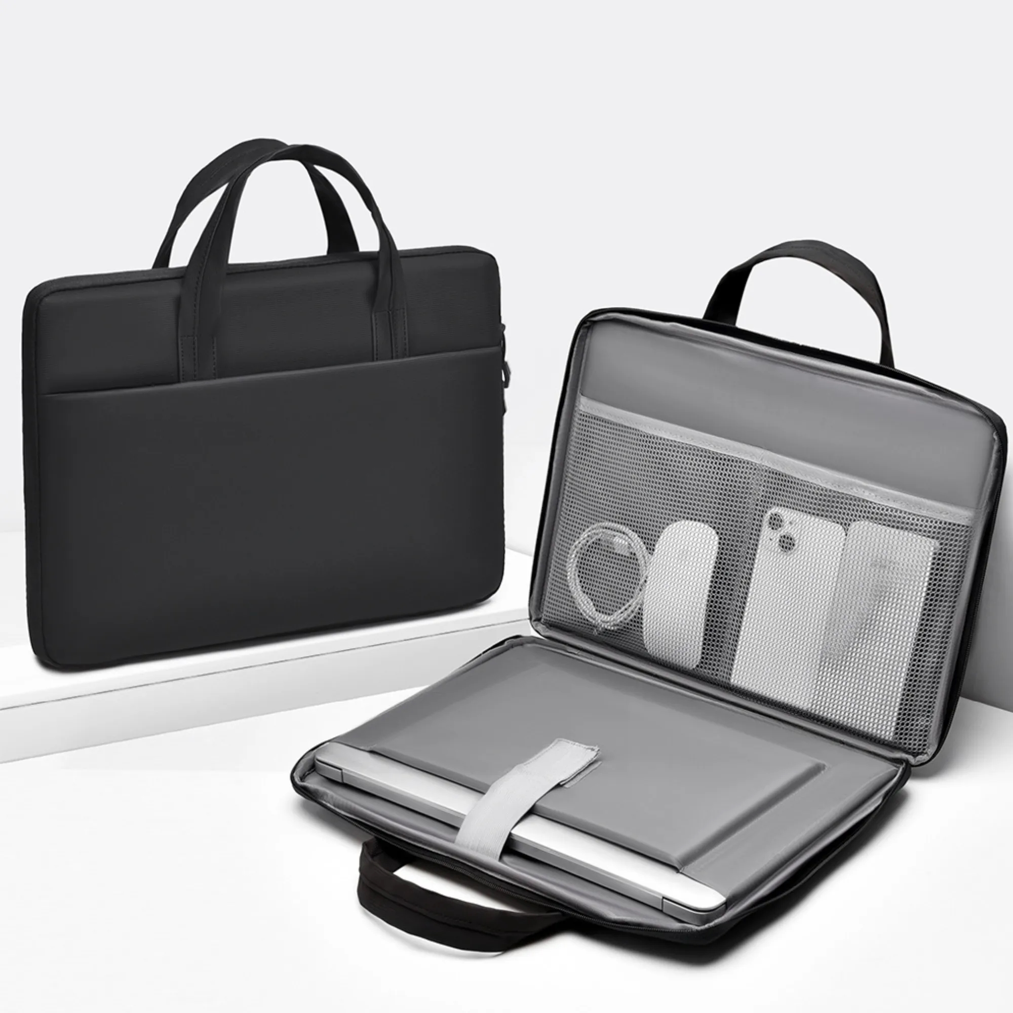 14inch Leather Laptop Sleeve Case Briefcase Bag With Zipper 3