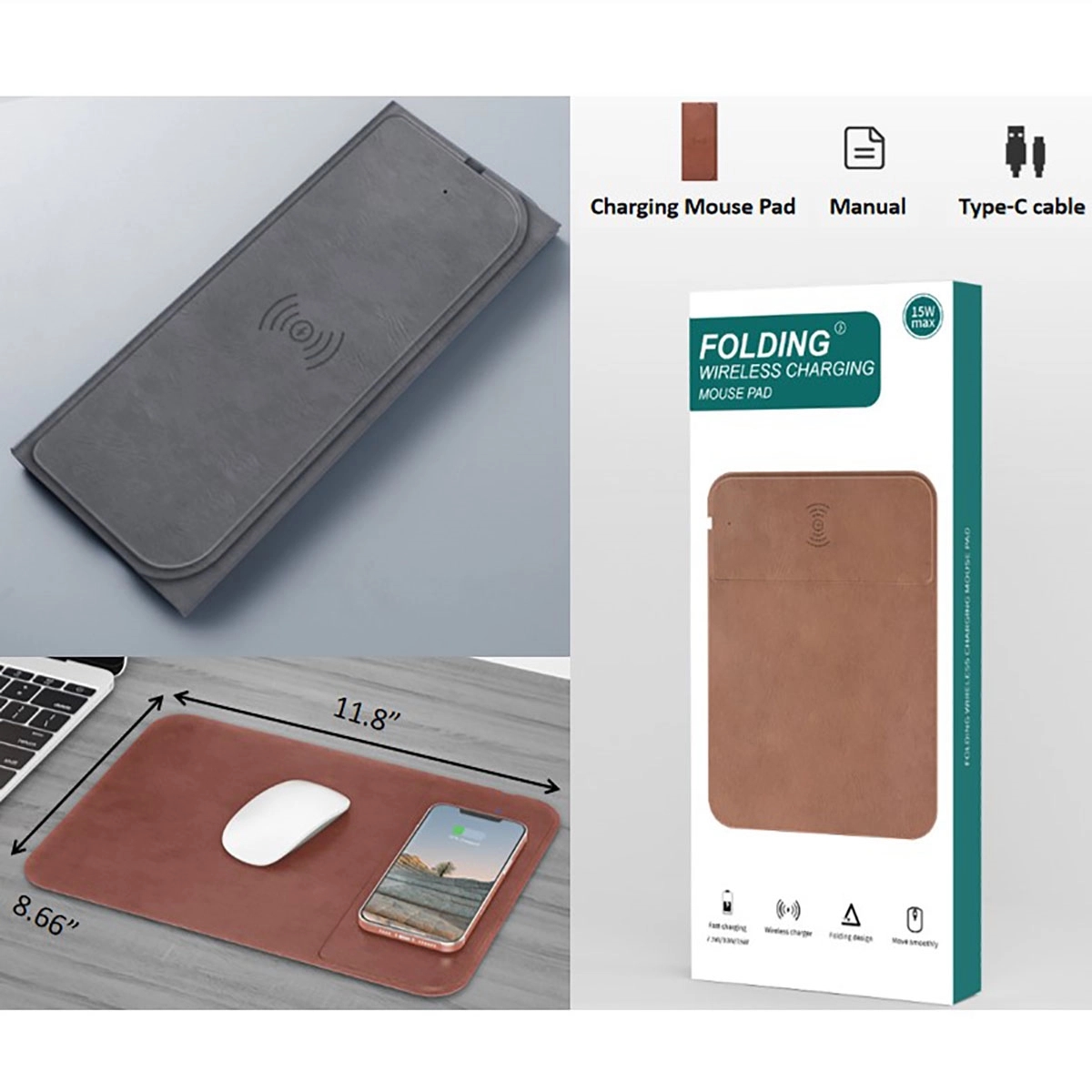 Multipurpose Mouse Pad Wireless Charger Foldable 2