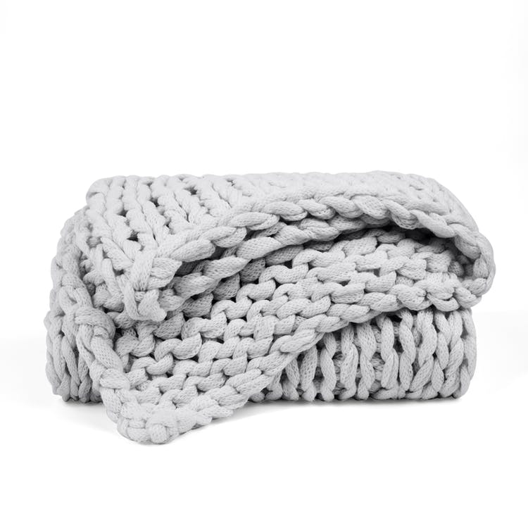 Chunky Knit Throw Blanket - Acrylic Dark Gray 47" x 59"