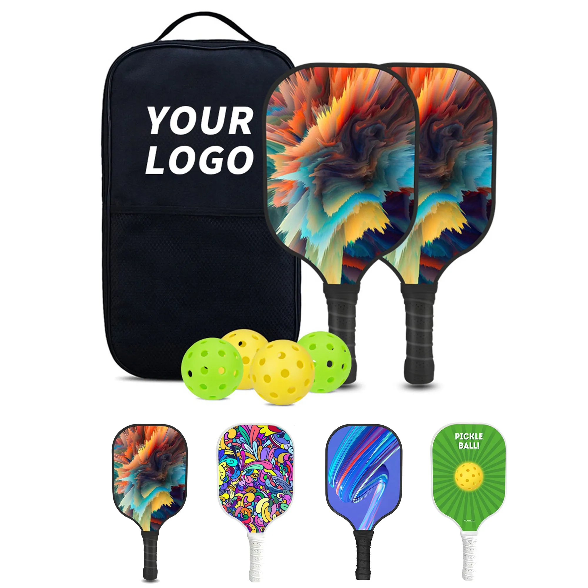 Full Color Premium Fiberglass Pickleball Set 3
