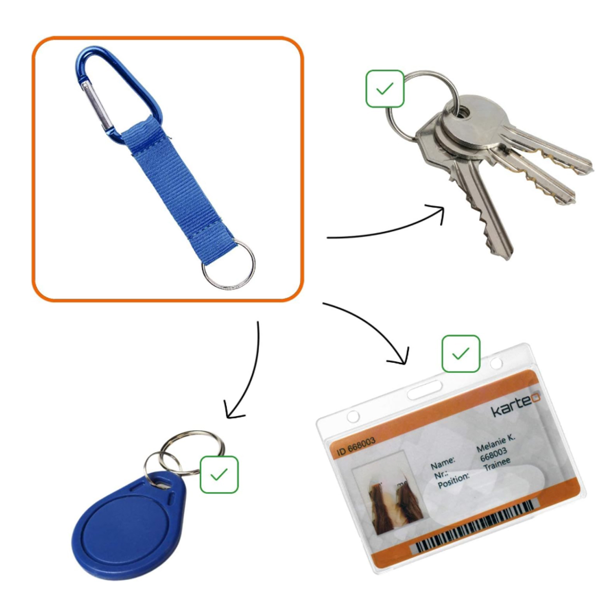 Custom Carabiner Keychain with Nylon Strap and Split Ring 3