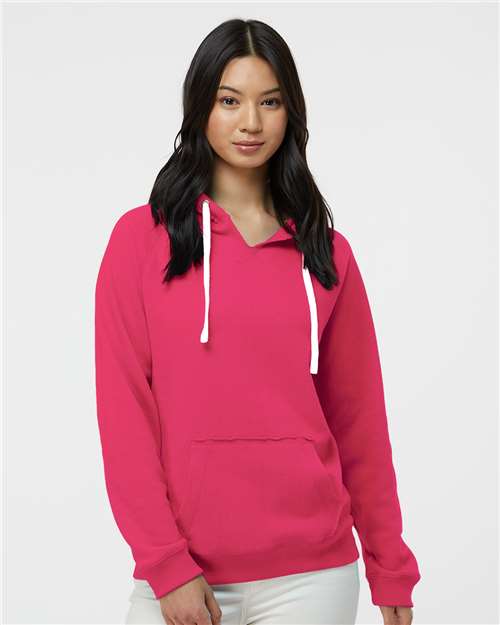 Women's Sueded V-Neck Hooded Sweatshirt - 8836 3