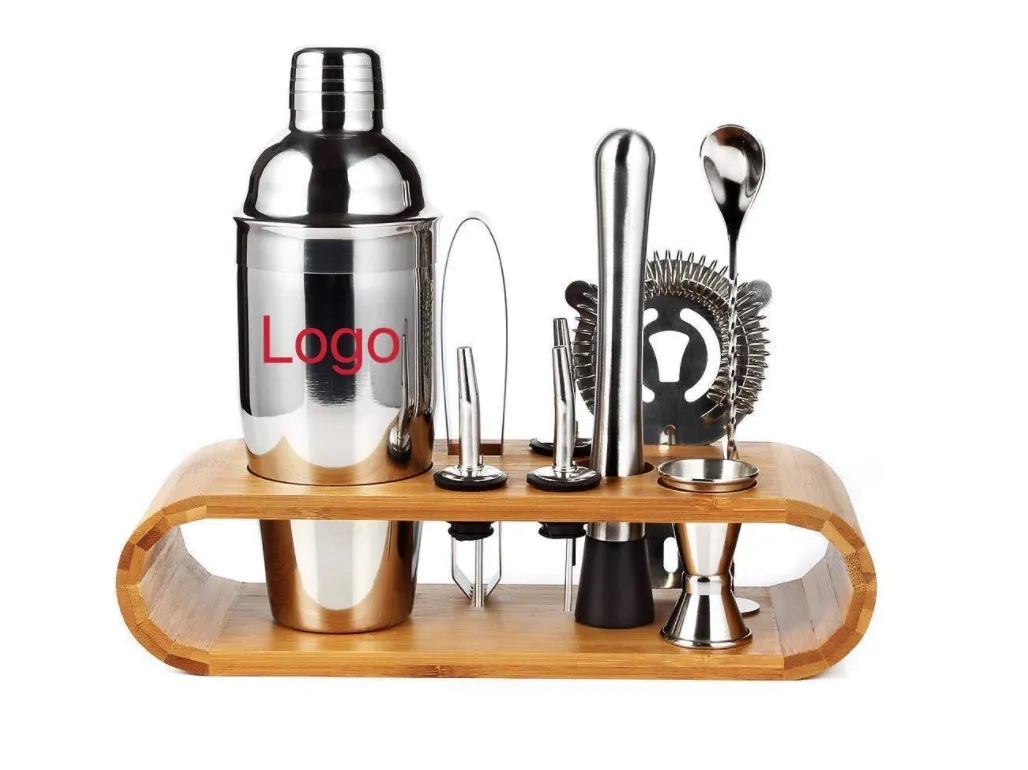 10-Piece bartender Tool with Stand Cocktail Maker Shaker set 1