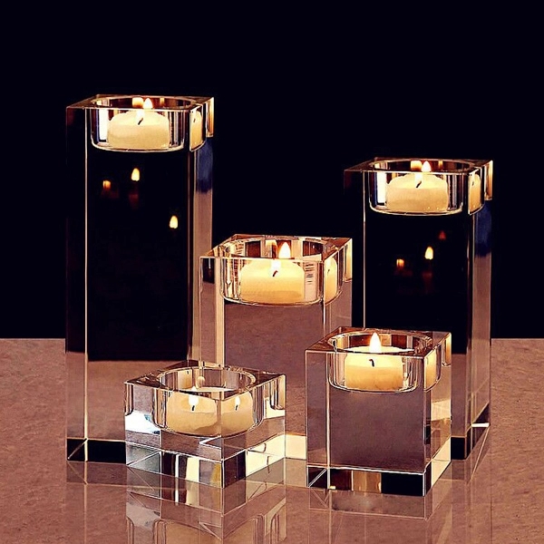 Square Crystal Candle Holder 12