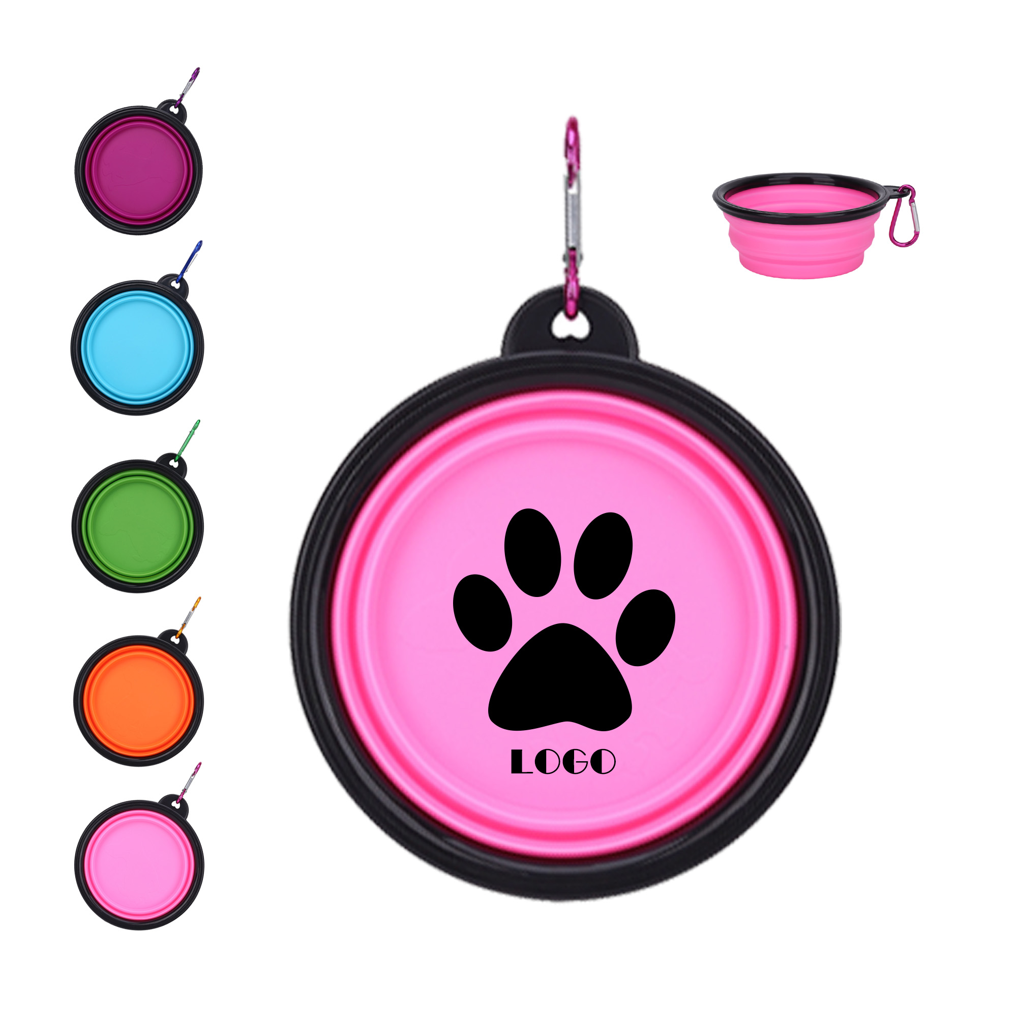 12oz Waterproof Collapse TPE Pet Bowl Carabiner 2