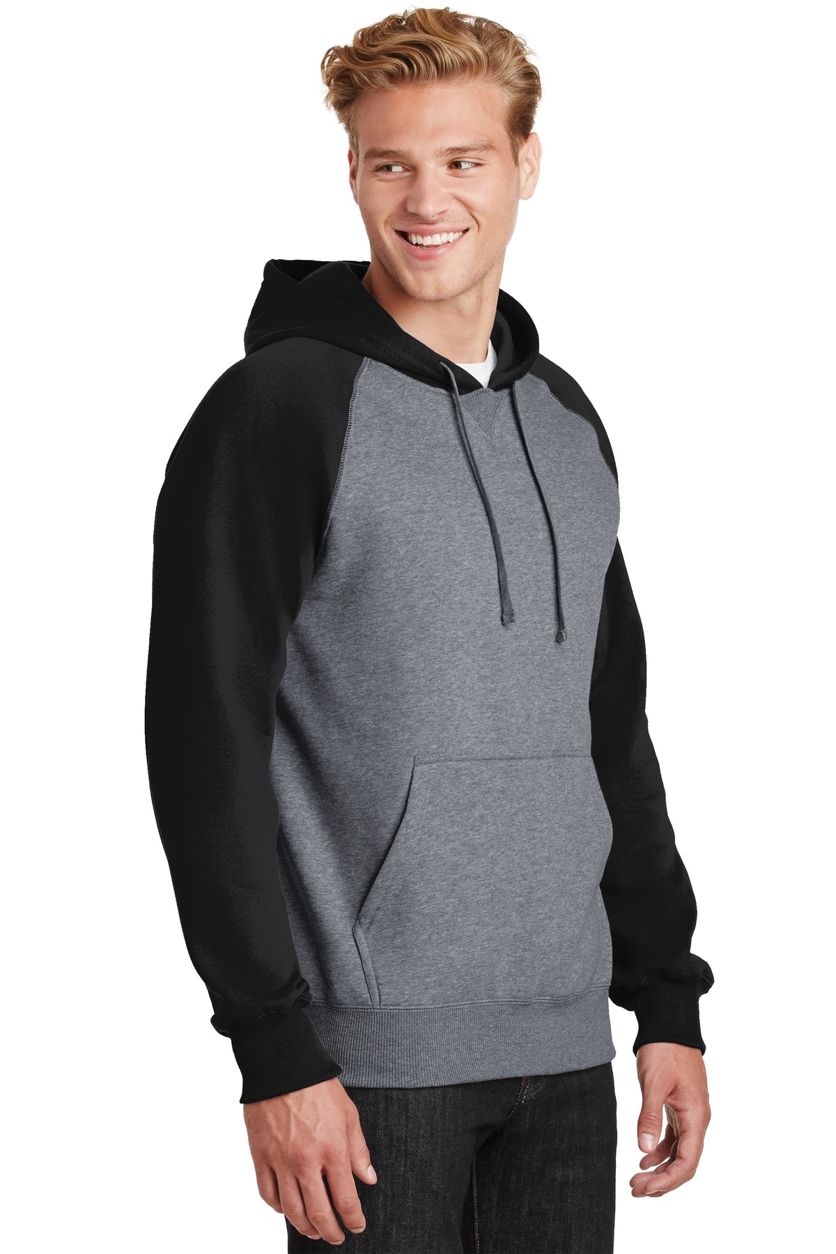 Raglan Colorblock Pullover Hooded Sweatshirt
