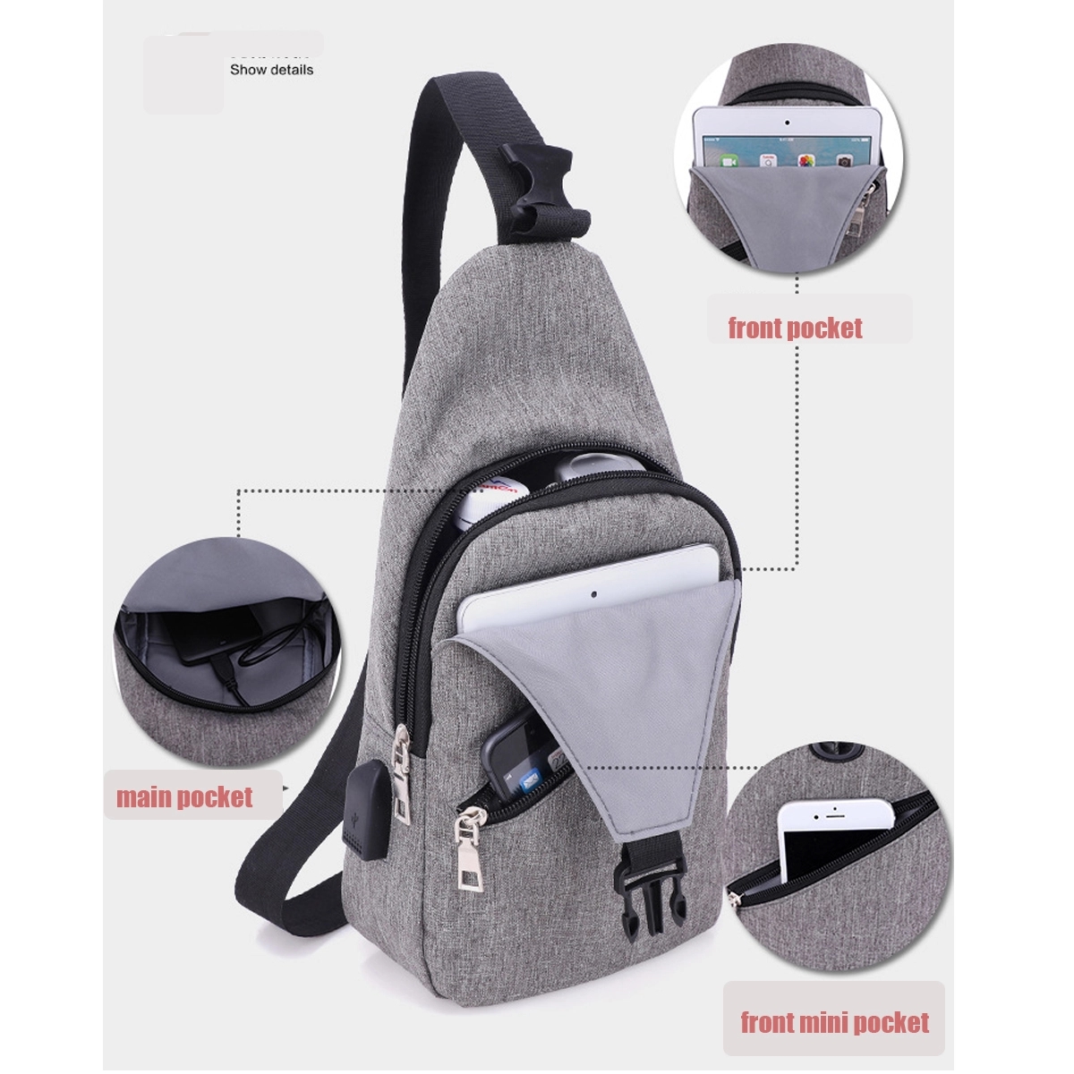 Sling Bag Men Shoulder Backpack Crossbody 3