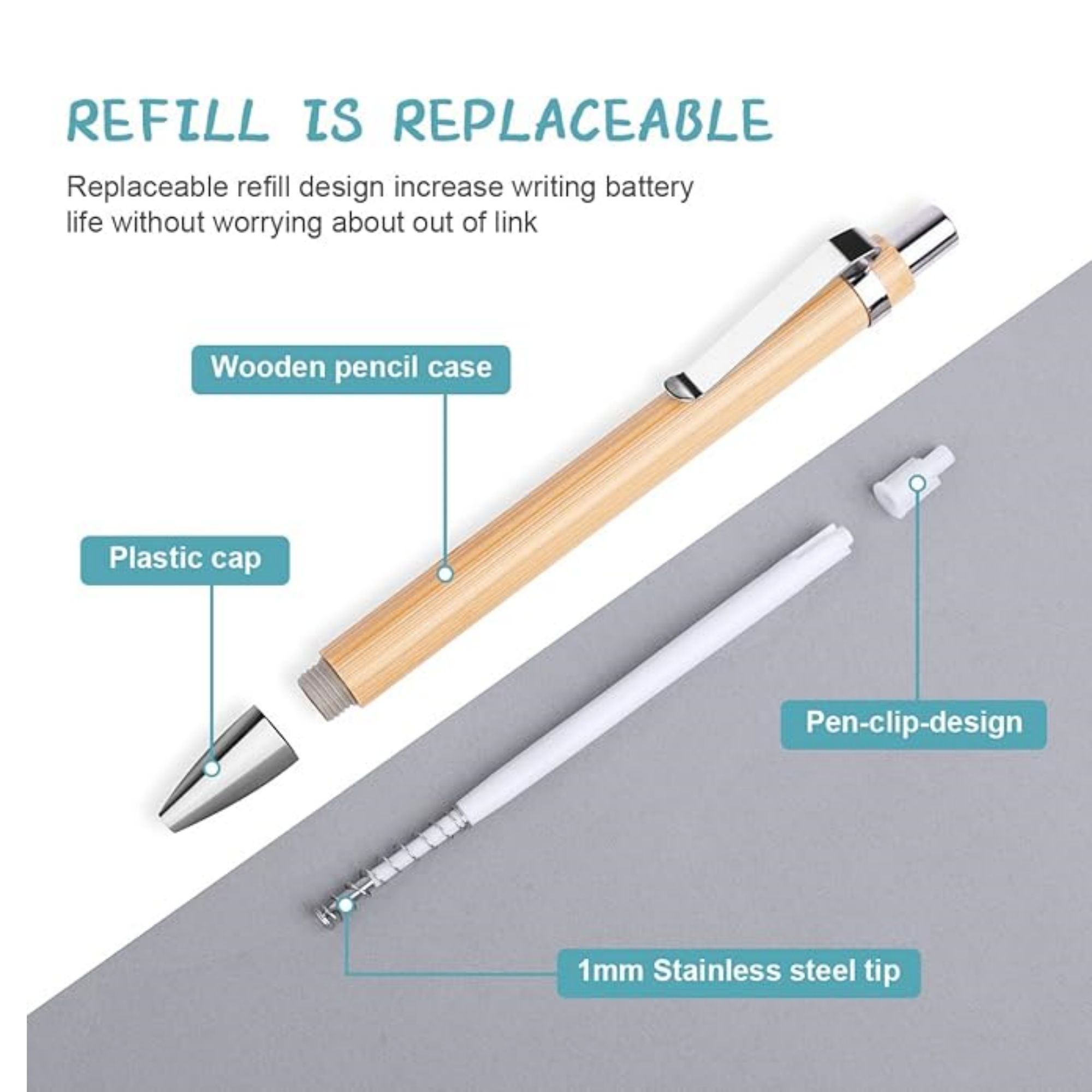Bamboo Retractable Ballpoint Pen 3