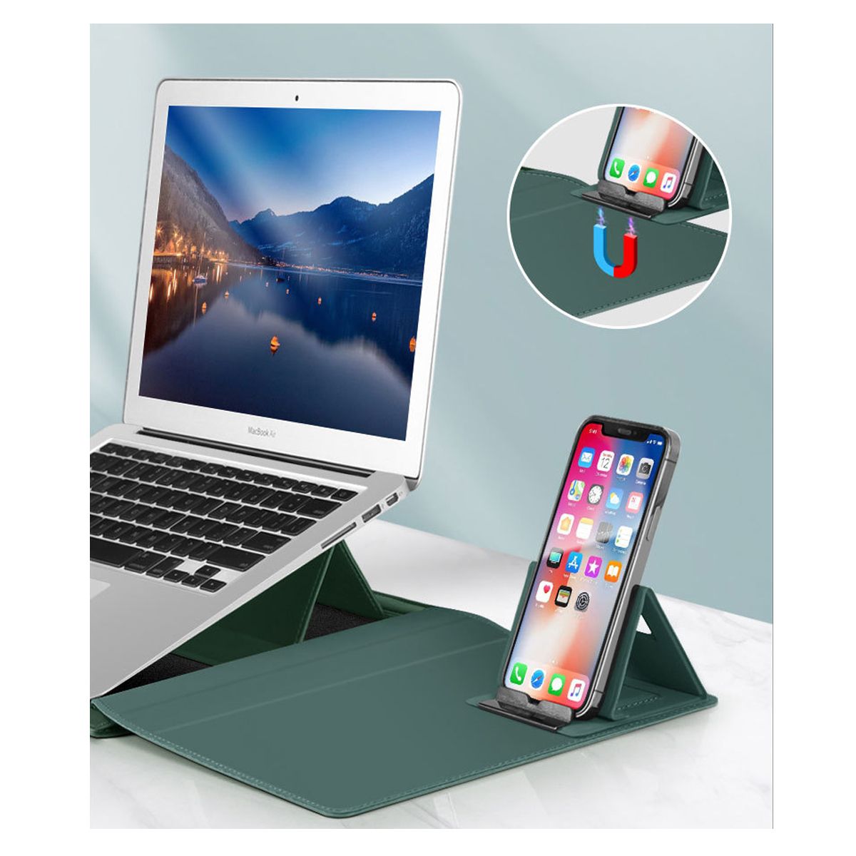 16" Laptop Sleeve with Handbag and Phone Stand 2