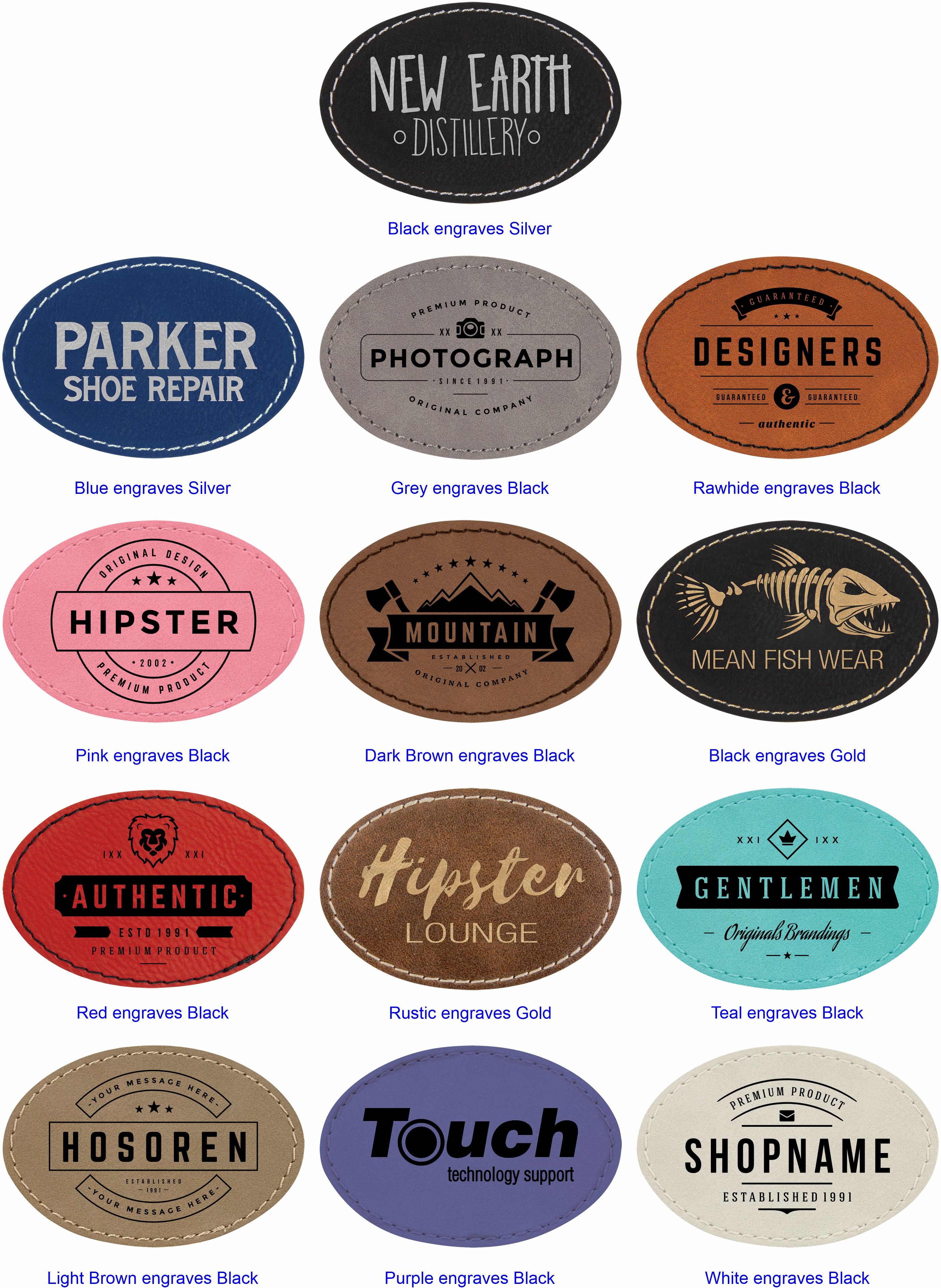 3" x 2" Oval Leatherette Patch with Adhesive