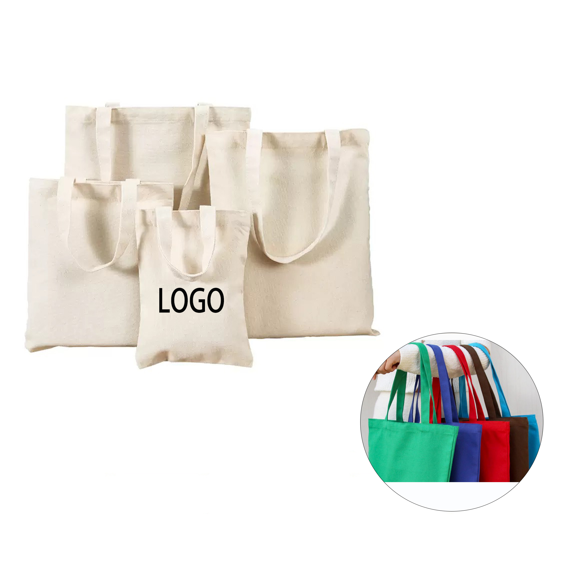 Customizable Handheld Canvas Bag 10pcs, custom tote bag with logo imprint 2