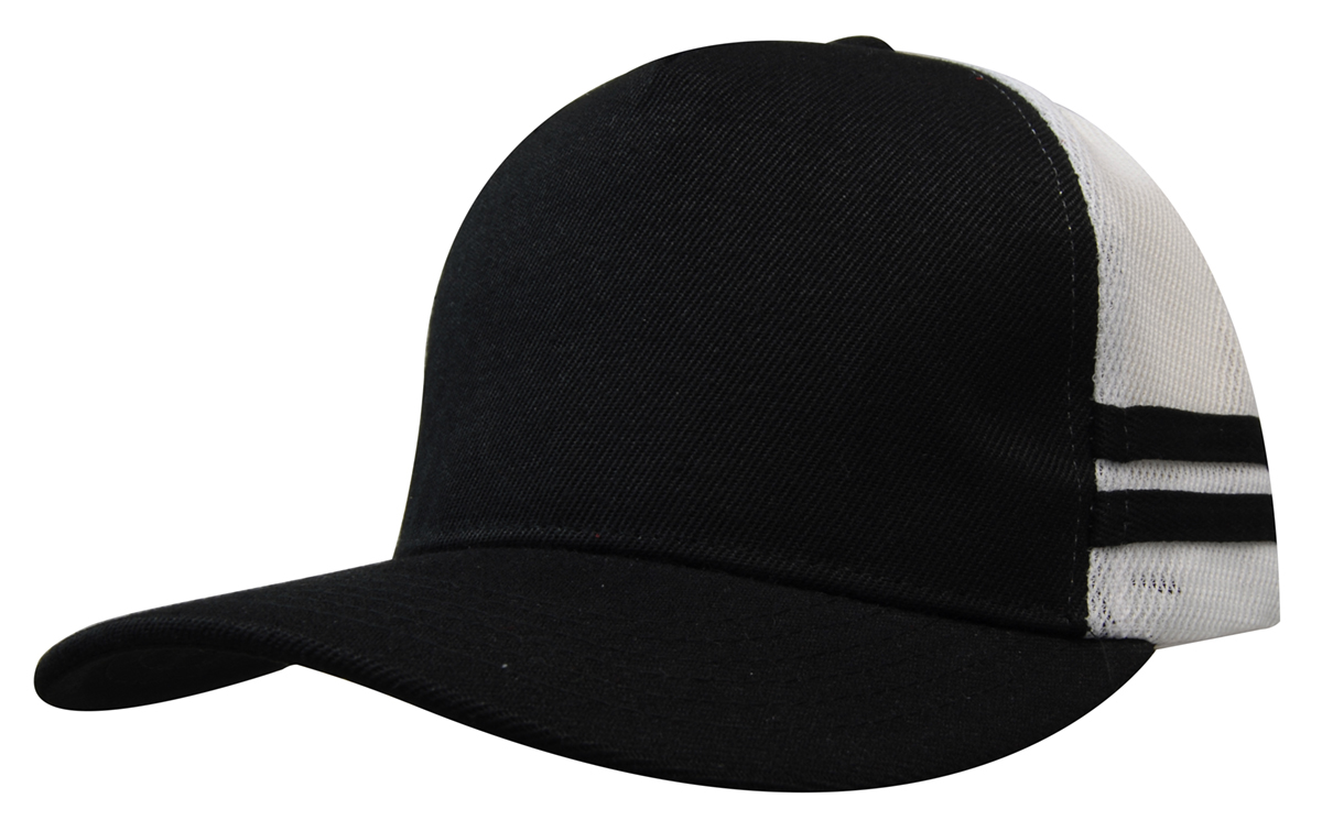 American Premium Twill/Mesh Deep Fit Trucker with Stripes 6