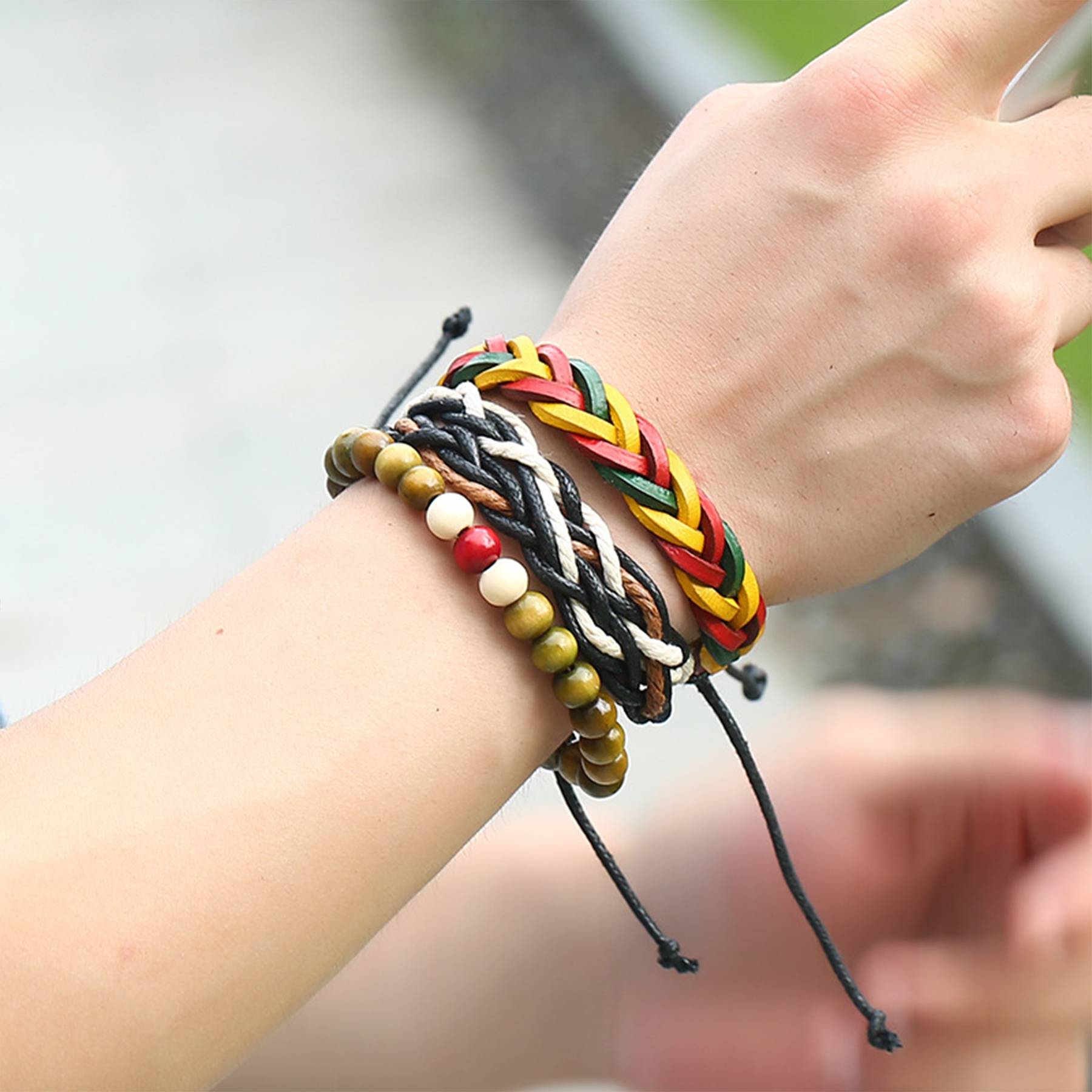 Jute Knitted hip-hop bracelet for men 5