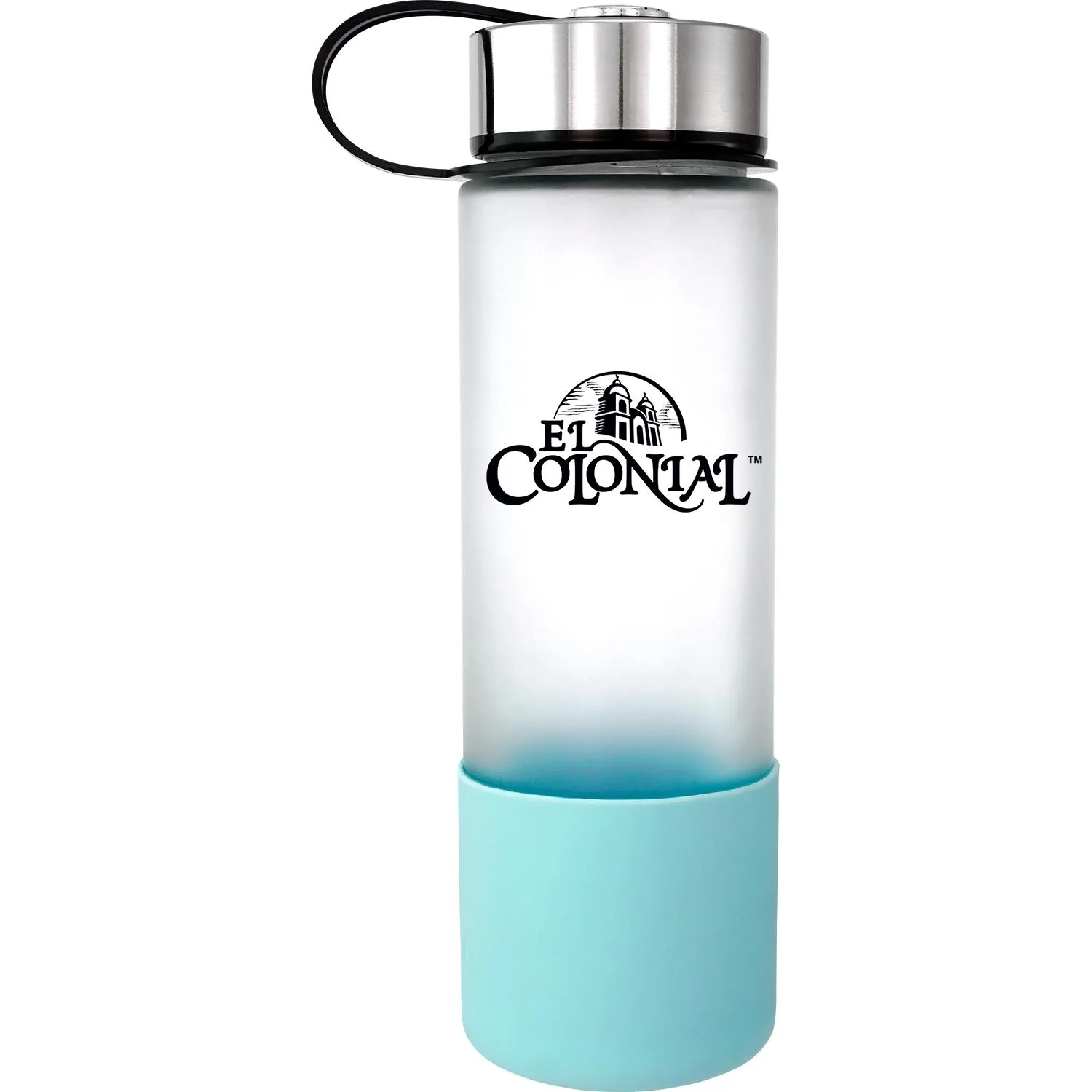 Metal Lanyard Lid 22 oz. Frosted Glass Grip Bottle 6