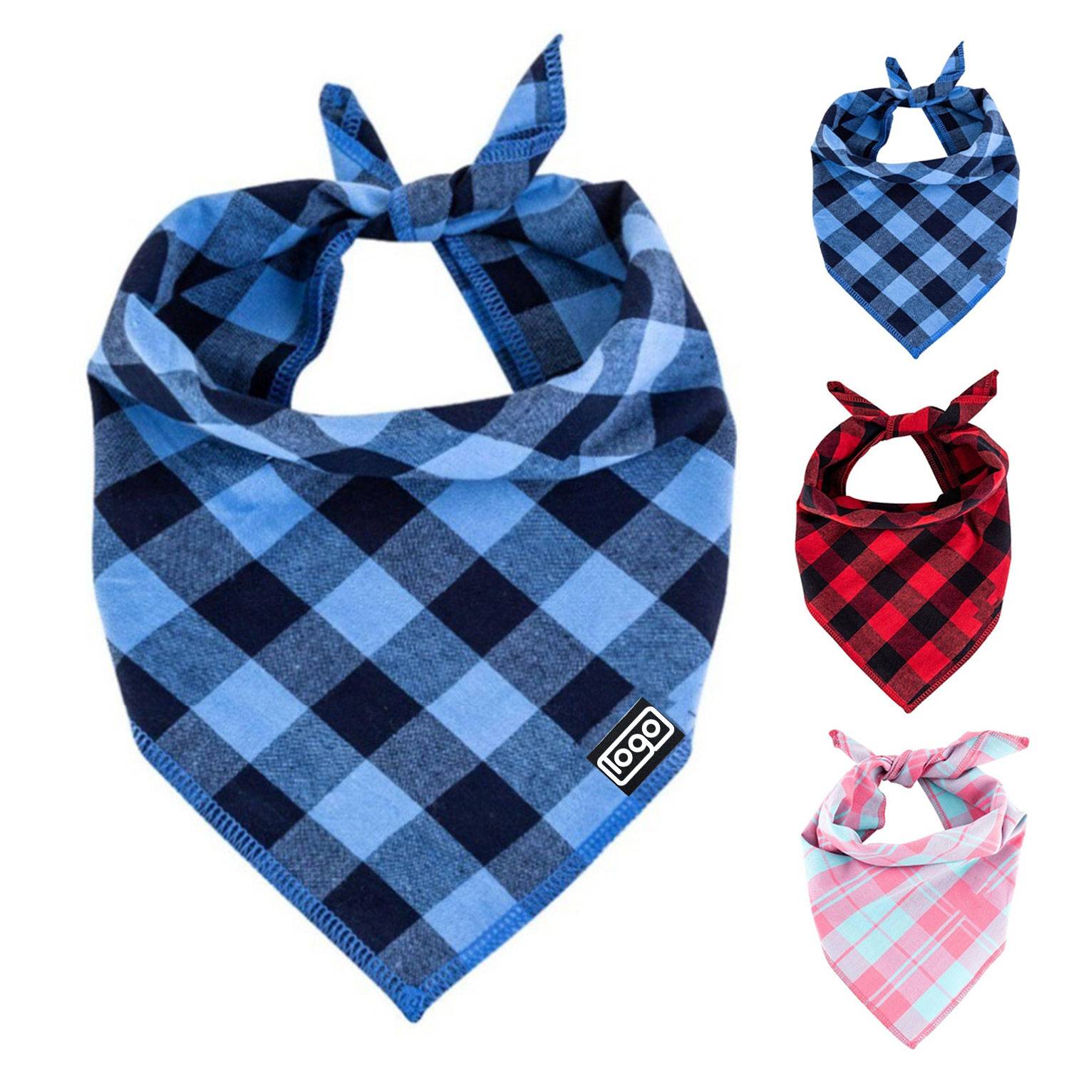 Plaid Polyester Dog Bandana — Large Bib Design for Pet 2