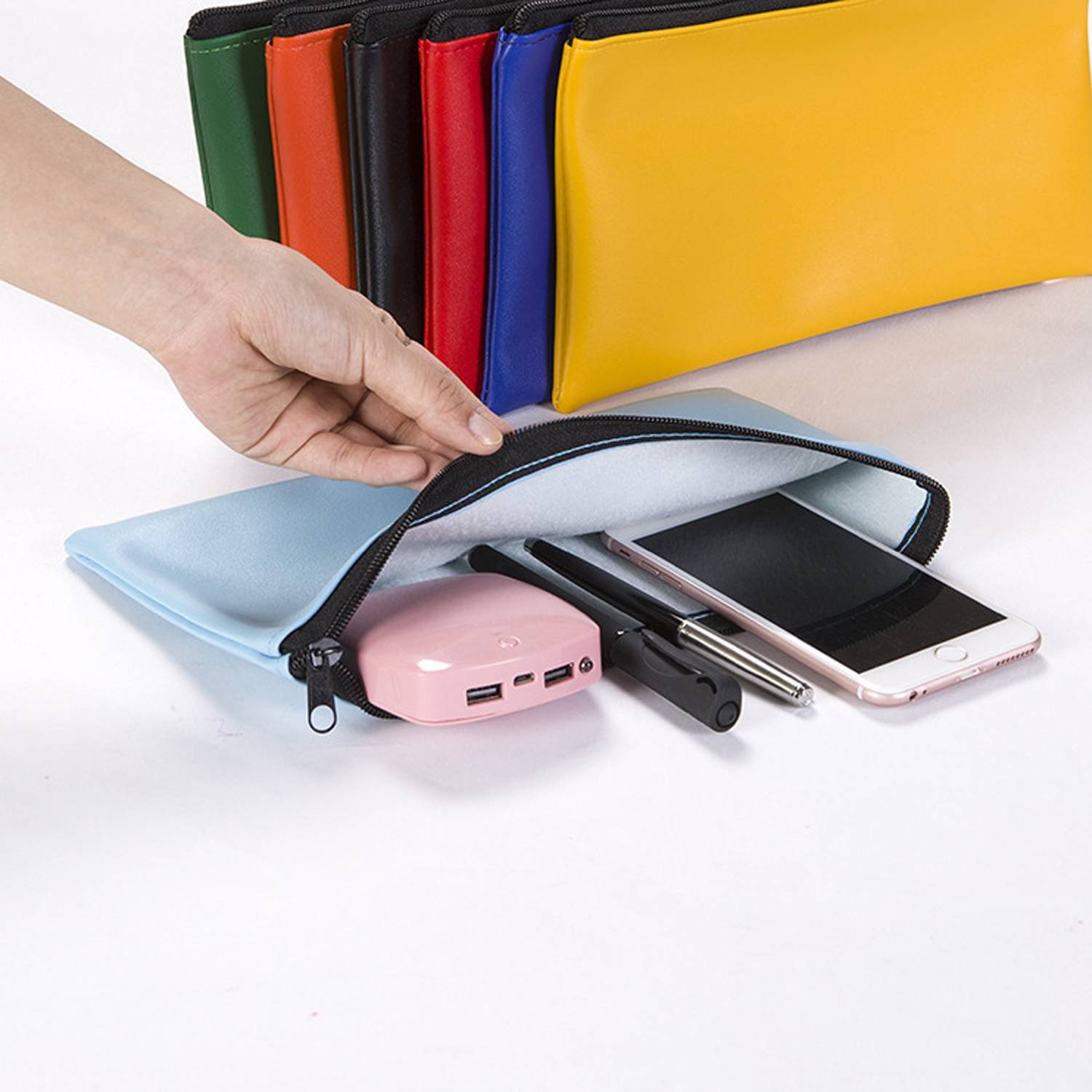 PU Leather Bill Cash Deposit Zipper Storage Bag 3