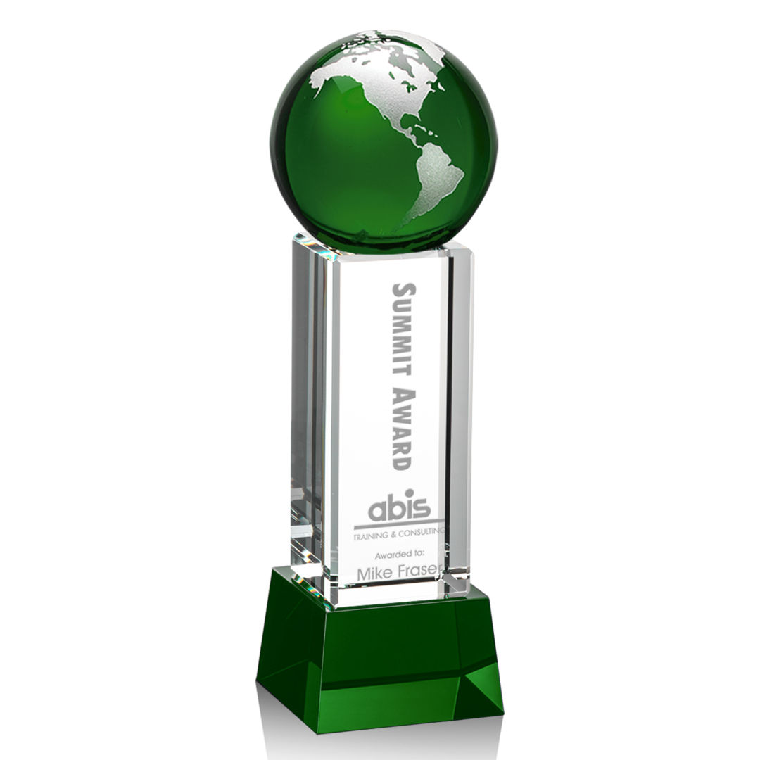 Luz Globe Award on Base - Green/Silver 5