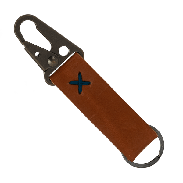 Busker Leather Keychain with Antique Nickel Carabiner 75