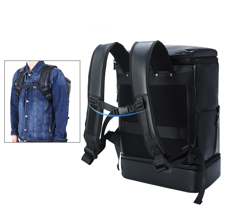 Leather Backpack Casual Travel Daypack with Shoe Compartment 3