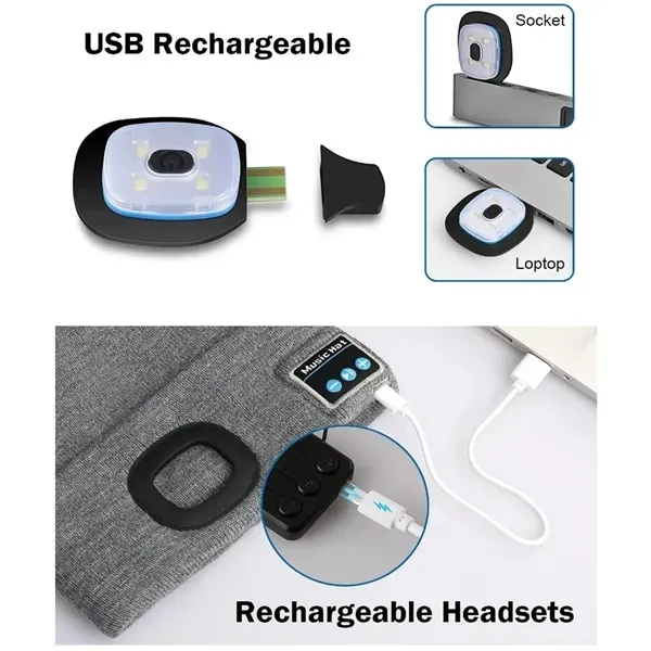 Bluetooth Beanie Hat with LED Light 1