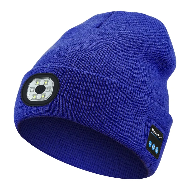 Wireless Musical Knitted Cap With Headlight 4