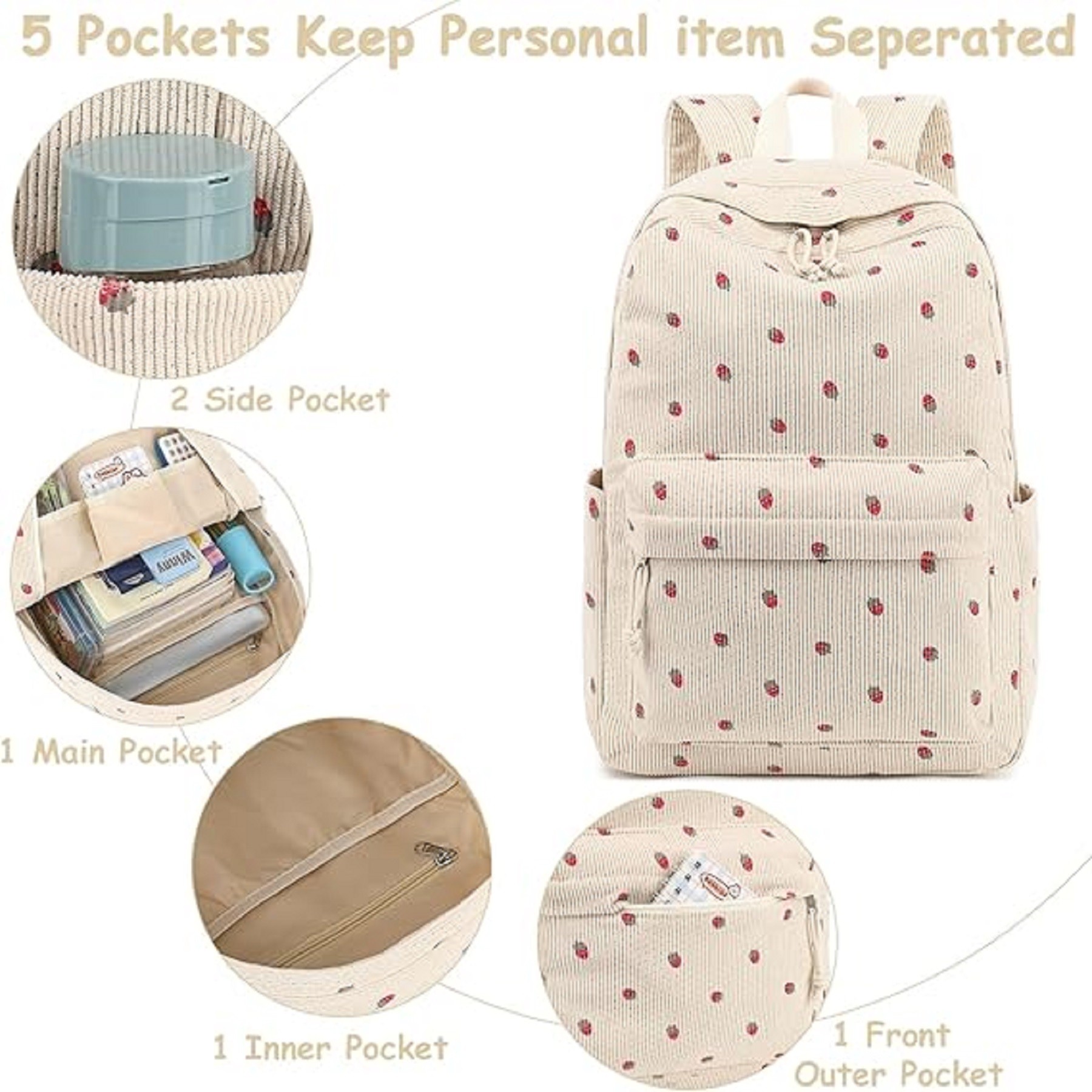 3 Pack School Backpack Teens Girls Boys Kids 8