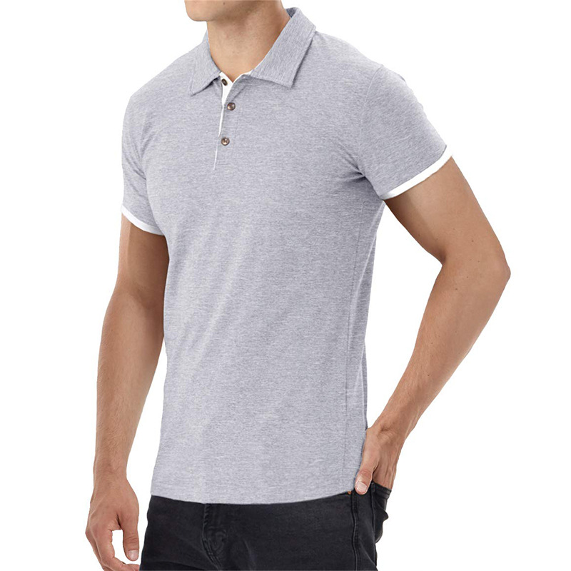 Business Men's Short Sleeve Lapel Polo Shirt / Button 7