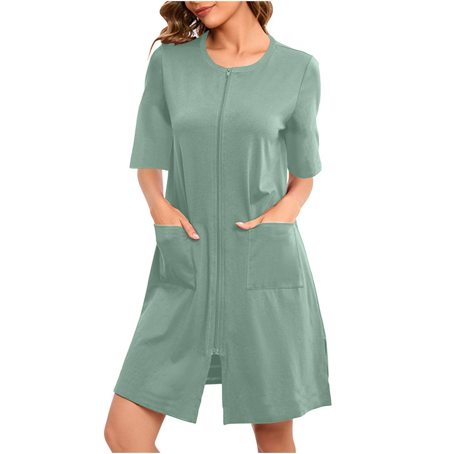 Women Summer Short Sleeve Loose Nightgown Dress 8