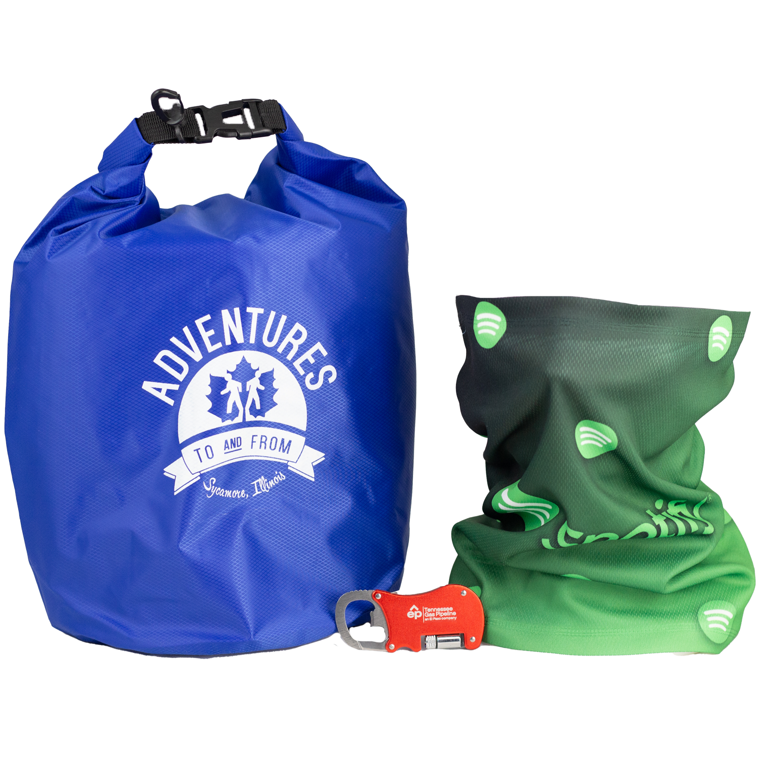Outdoor Essentials Kit with Waterproof Dry Bag, Cooling Gaiter & Multi-Tool 1