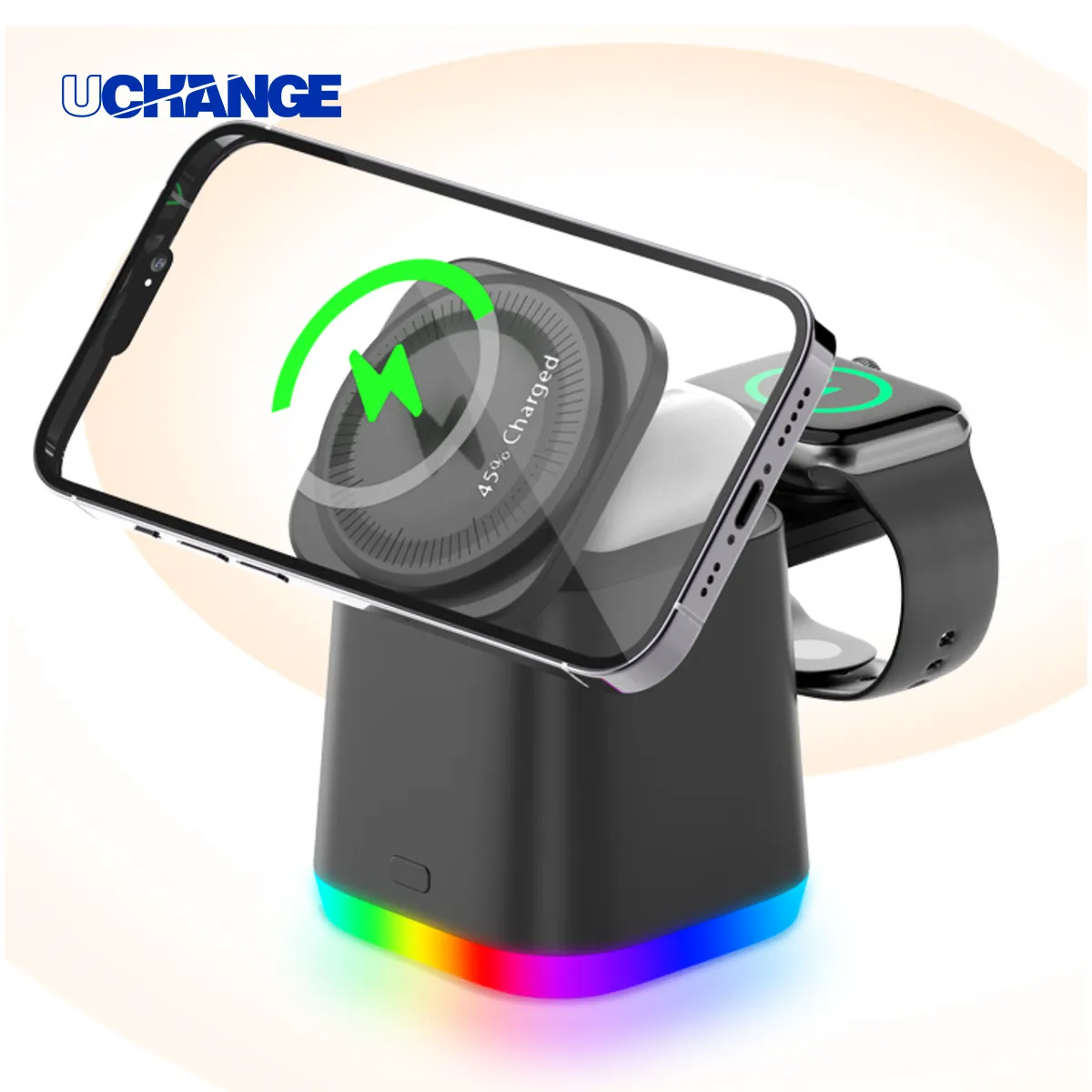 RGB Light 4 In 1 Foldable MagSafe Wireless Charger 3