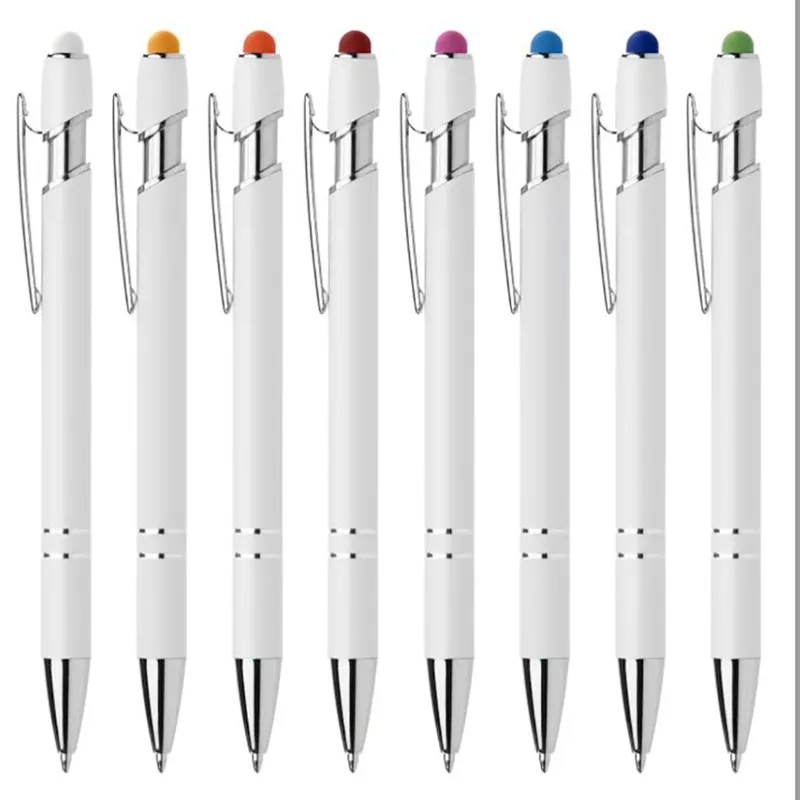Ellipse Softy White Barrel Metal Pen with Stylus 1