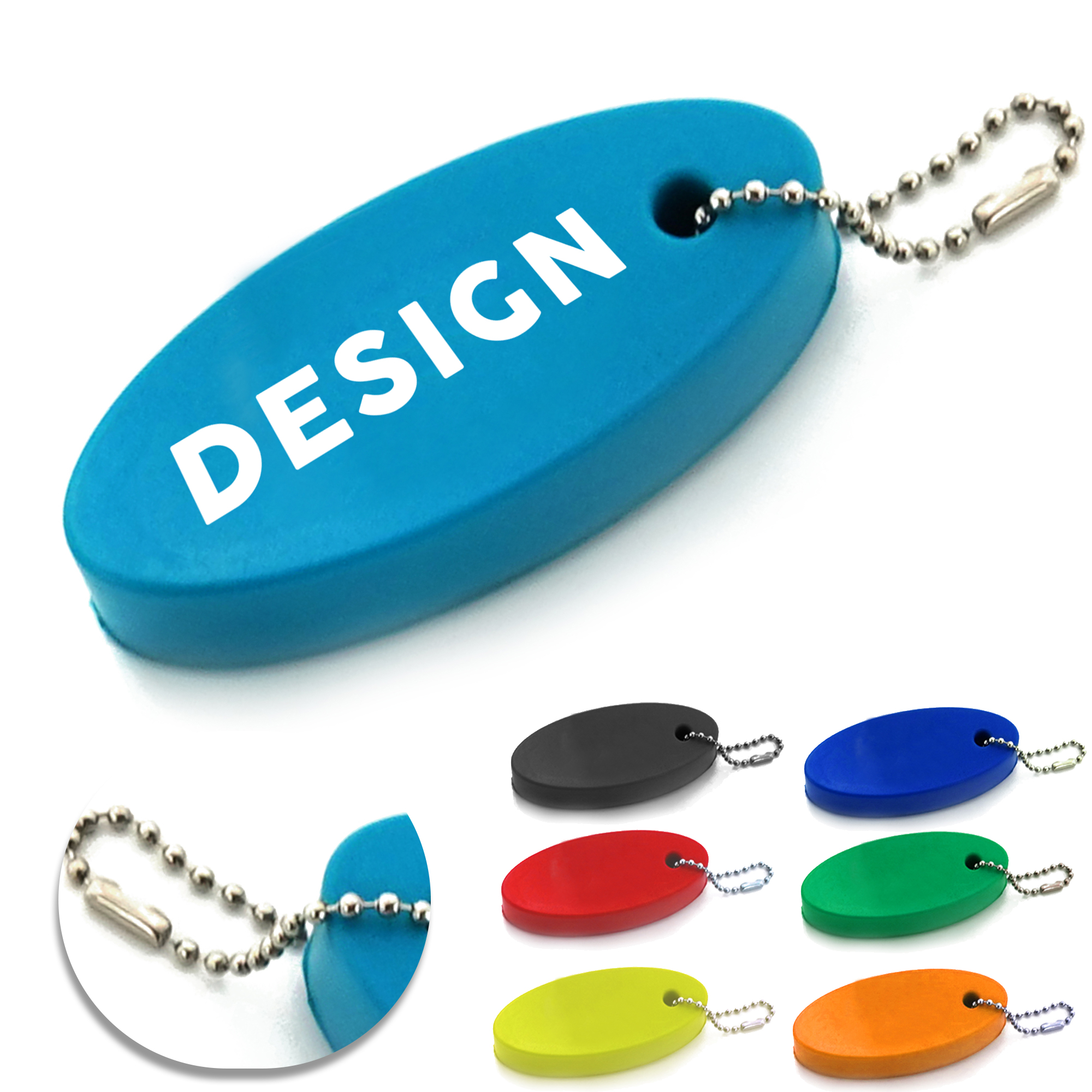 Full color Oval PU Float Keychain 3