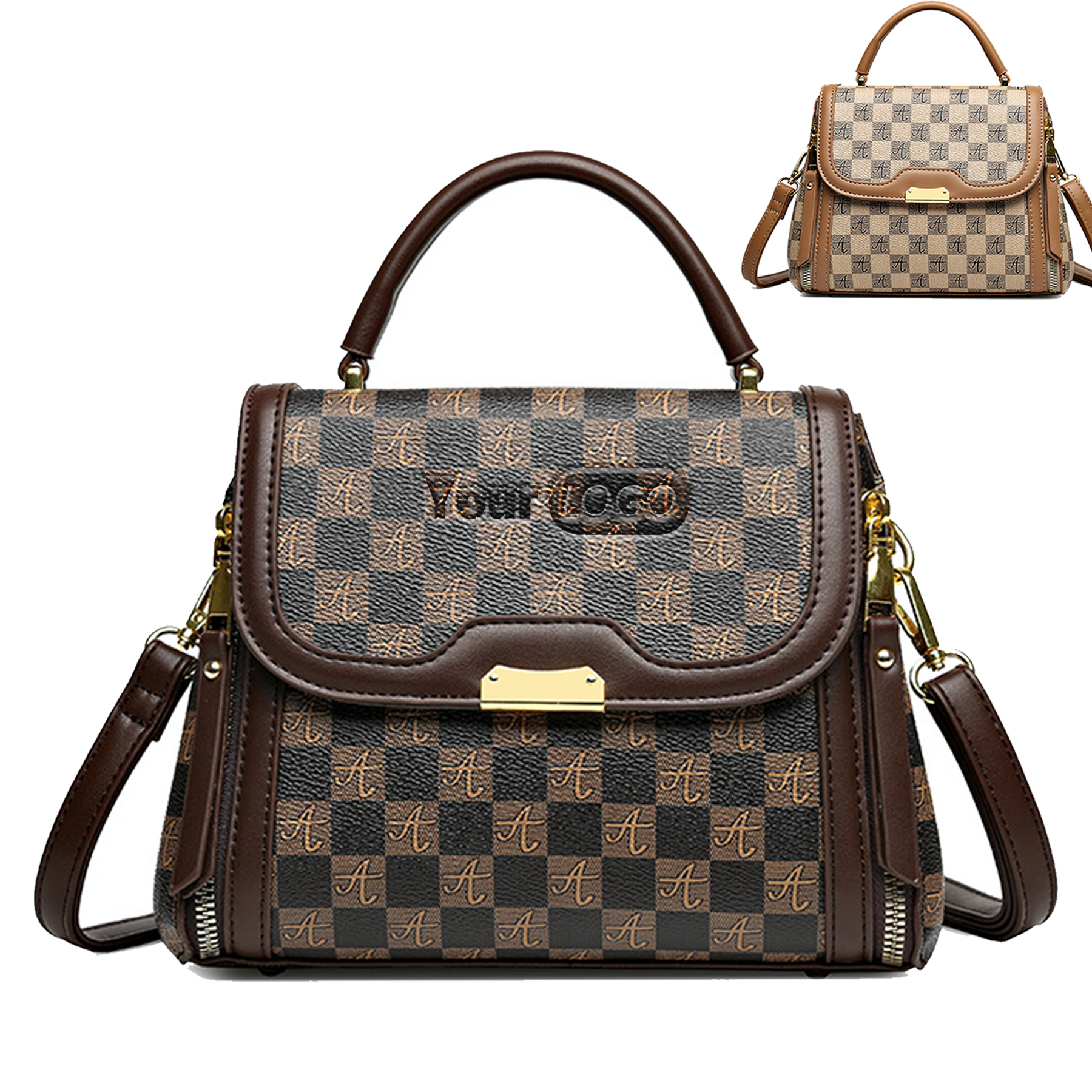 Pu Leather checkered portable Cross-body Bag Women 6